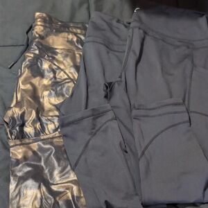 Stylish Black and Metallic Leggings